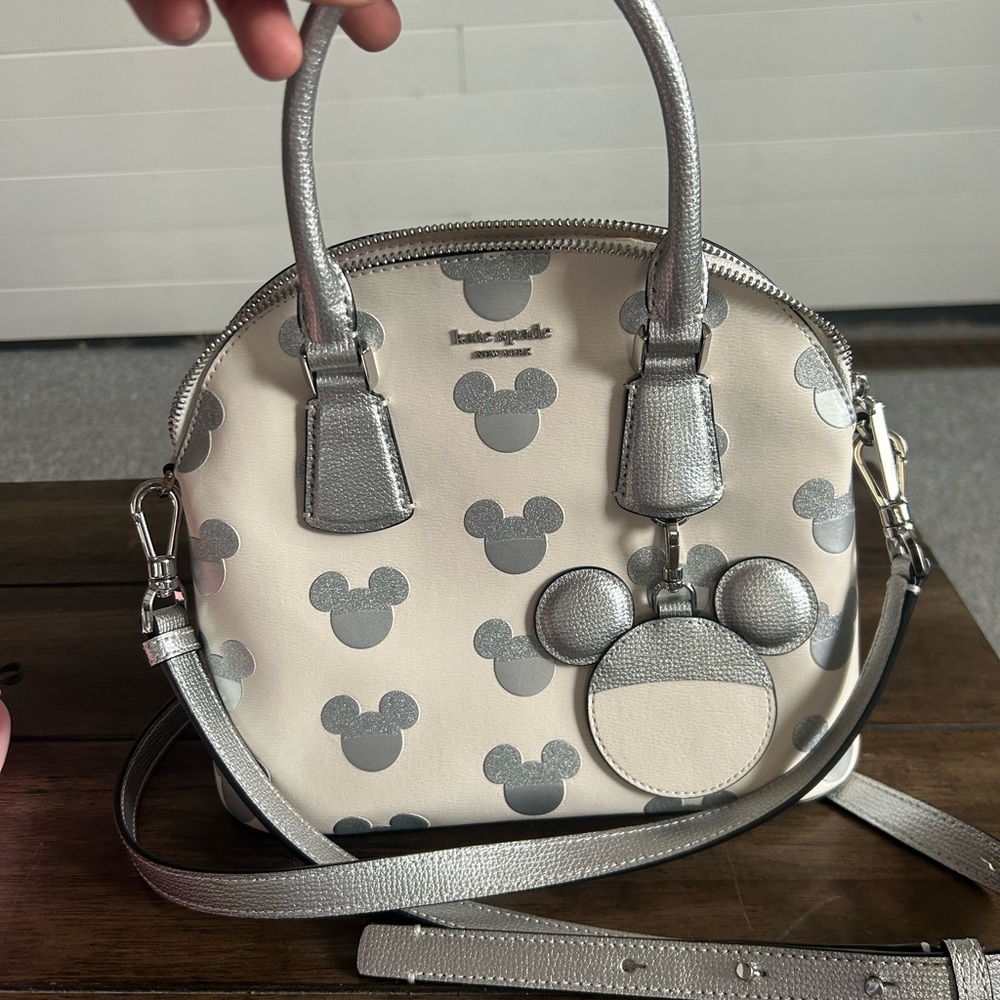 Kate Spade Silver and Cream Mickey Mouse Bag